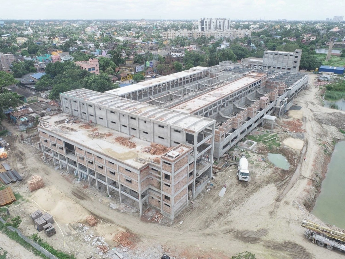 100 MLD Sewage treatment plant civil construction in progress at Patna, Bihar